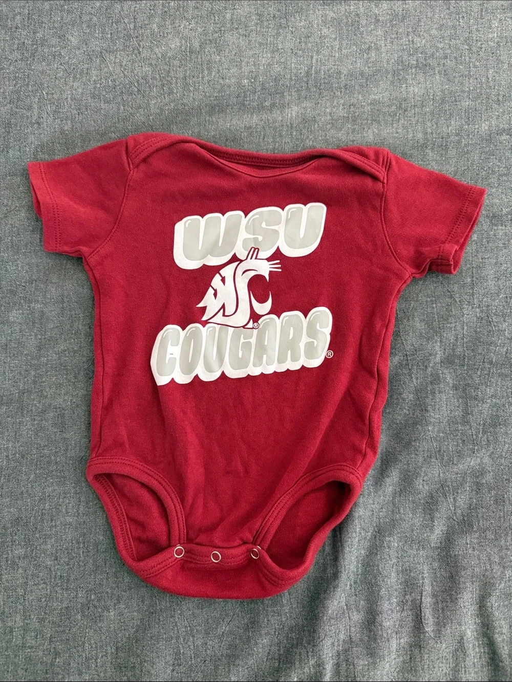 WSU Cougars S/S Bodysuit Set - Red, Gray, White (3-Pack)